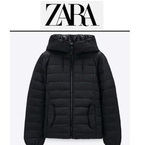 Zara Reversible High Shine/Matte Puffer Jacket with Hood